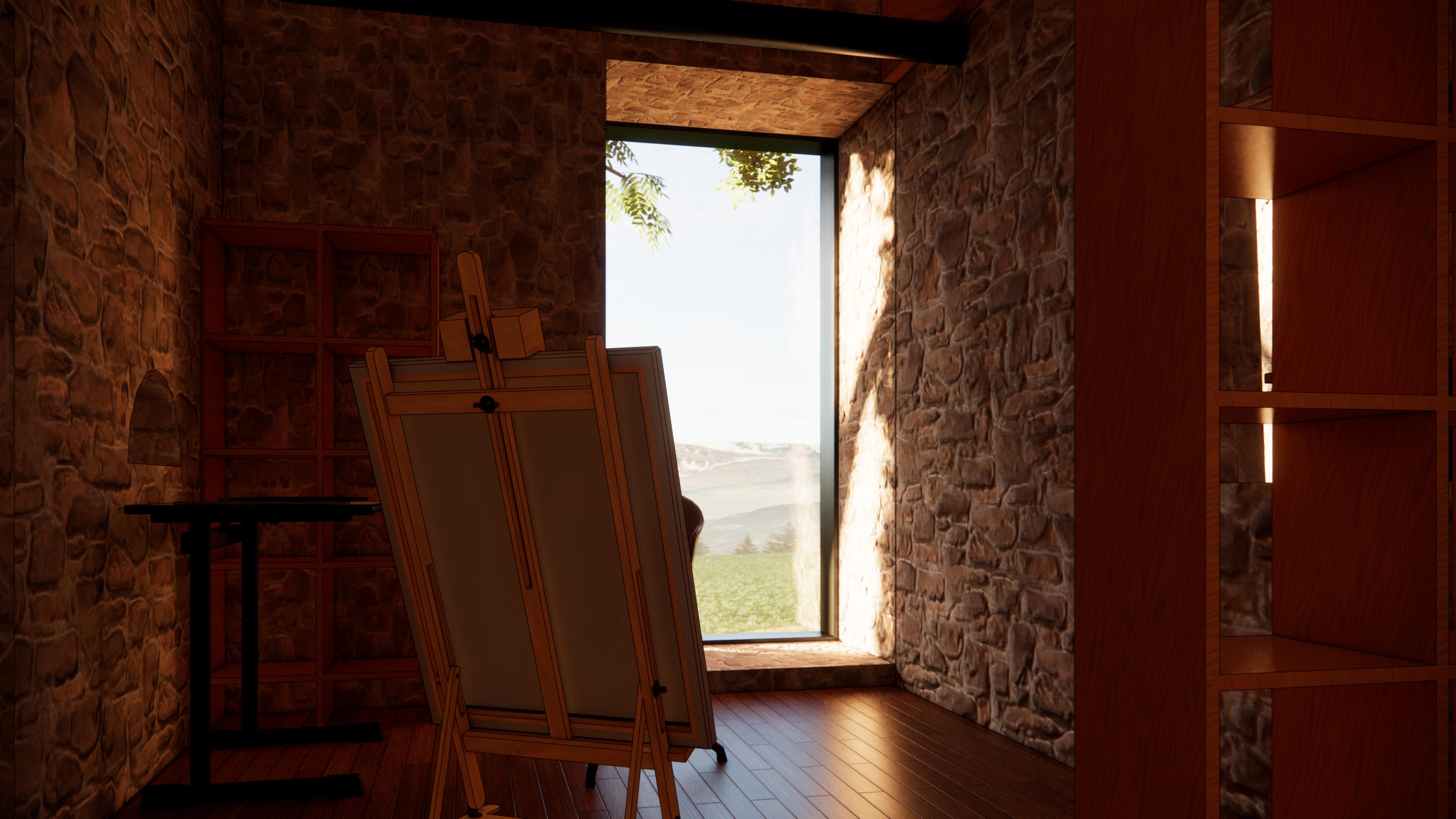 Maison Morvan_perspective intérieur atélier